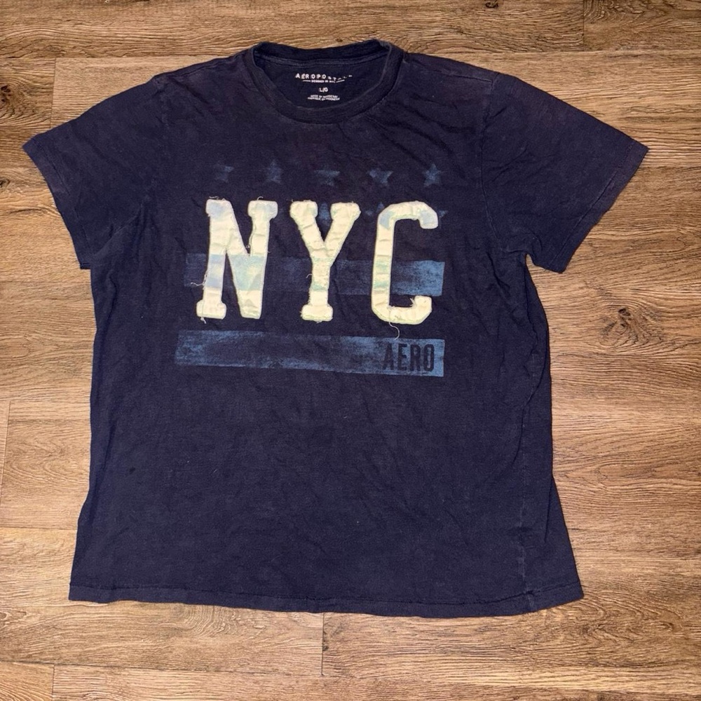Aeropostale Navy Graphic NYC Tee with White Lettering